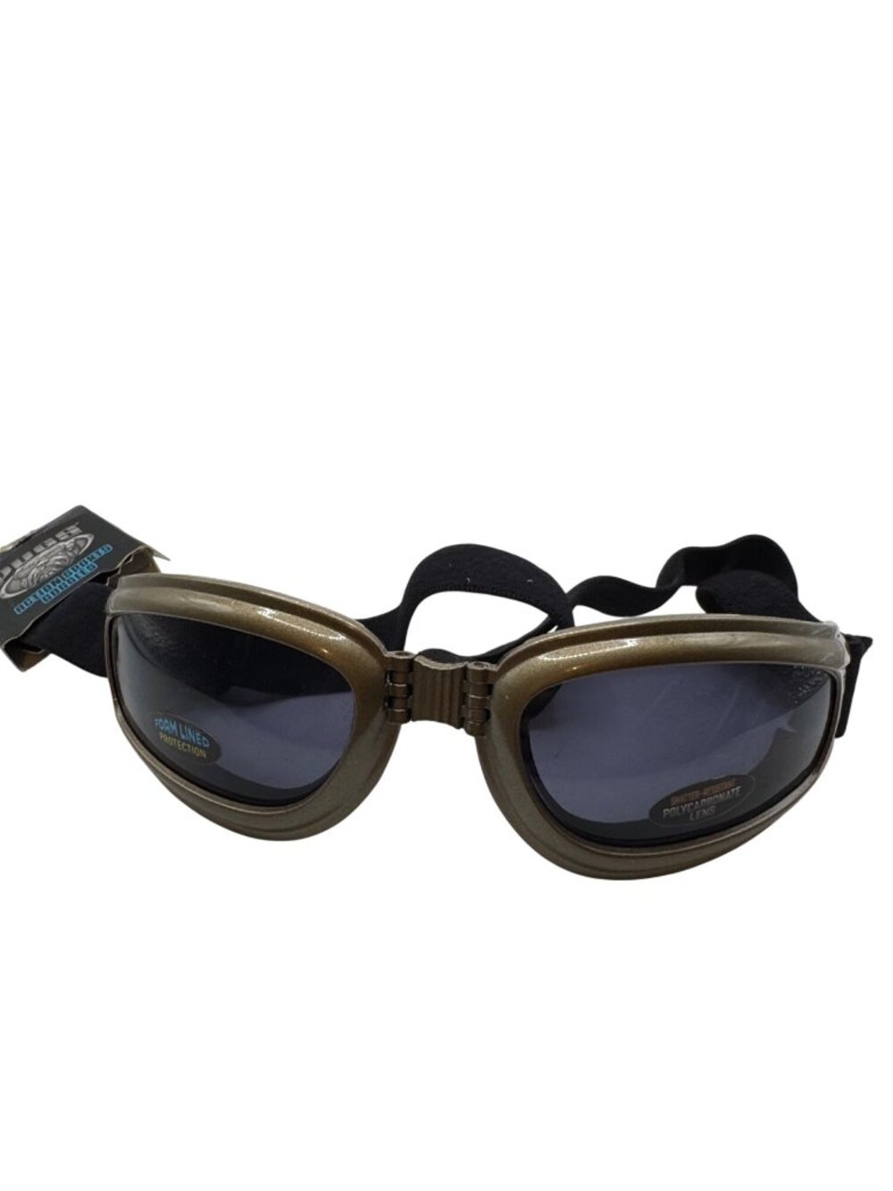 Pugs Action Sports Goggles Gold Frame With Foam Lining & Polycarbonate Lenses